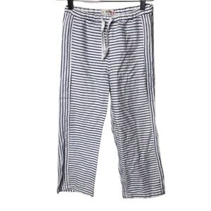 LemLem kids white blue stripe cotton blend pants sz 8yo